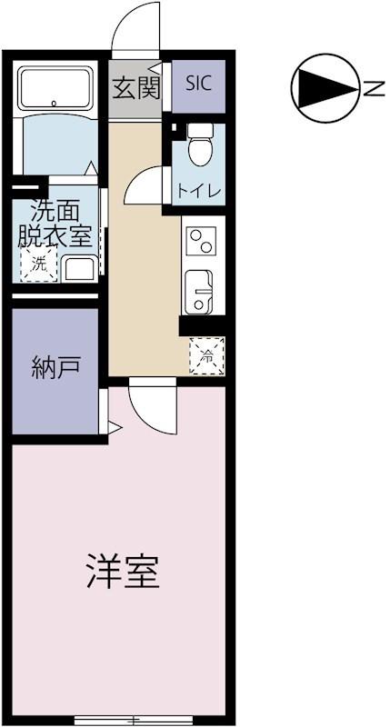 ウエスト FIELD(1K/1階)の間取り写真