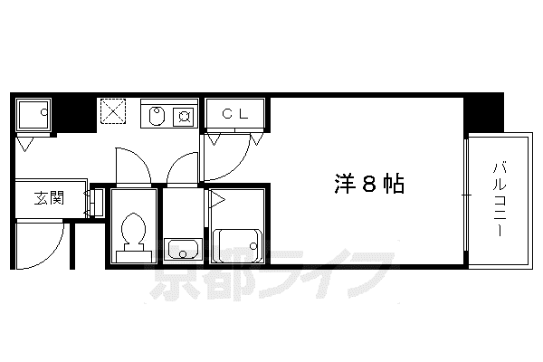 アスヴェル京都二条烏丸(1K/10階)の間取り写真