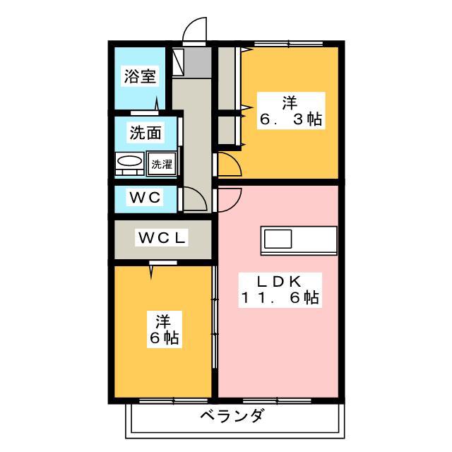 ルミエール(2LDK/2階)の間取り写真
