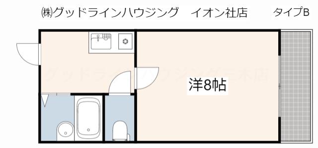 シャインコスモマンション(1DK/3階)の間取り写真