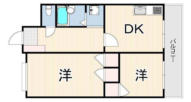 ニューライフ岡本(2DK/2階)の間取り写真