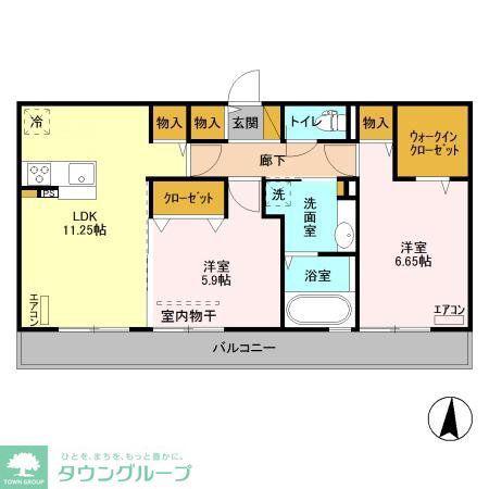 LA CRECE E棟(2LDK/3階)の間取り写真