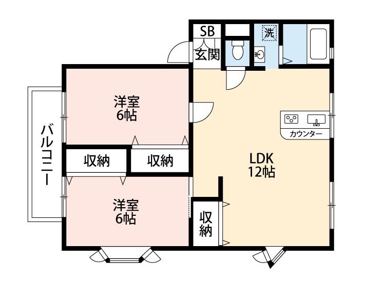 オークハイツ(2LDK/2階)の間取り写真