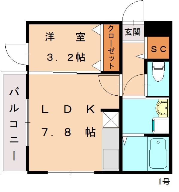 NONO 和白東(1LDK/2階)の間取り写真