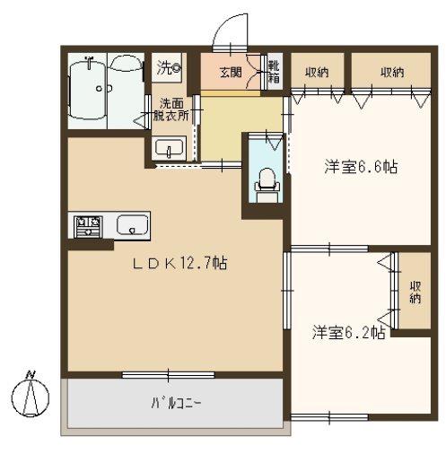 グランテージC棟(2LDK/2階)の間取り写真