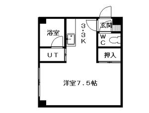 パラシオンN29(1K/3階)の間取り写真