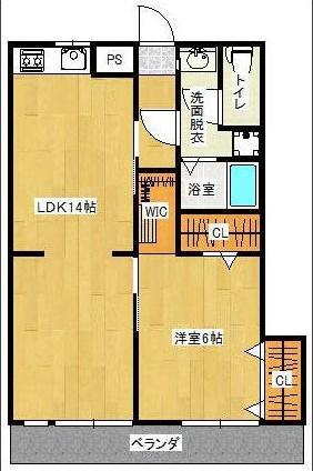 シャロム大善寺(1LDK/2階)の間取り写真