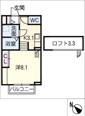 ベルリード・ラボ(1K/2階)の間取り写真
