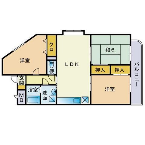 レイクサイド周船寺(3LDK/4階)の間取り写真
