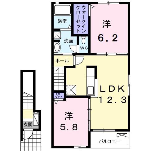 オリーブB(2LDK/2階)の間取り写真