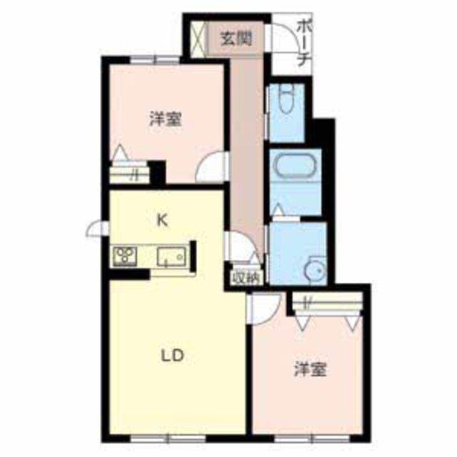 MAISON DES ARTS(2LDK/1階)の間取り写真