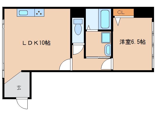 帝塚山センチュリーアネックスビル(1LDK/2階)の間取り写真
