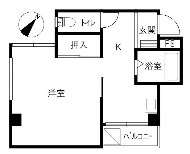YM-3(1K/3階)の間取り写真