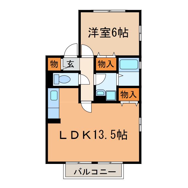 サン・フィールド(1LDK/2階)の間取り写真