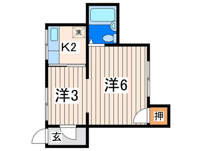 石田荘(2K/2階)の間取り写真