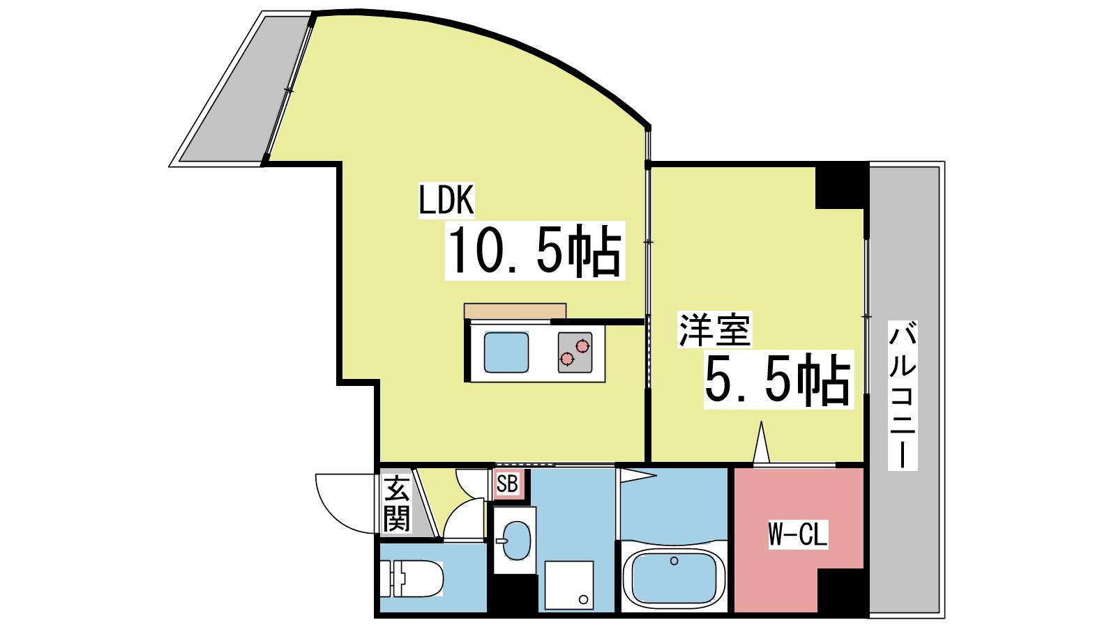 パルティール六甲(1LDK/2階)の間取り写真