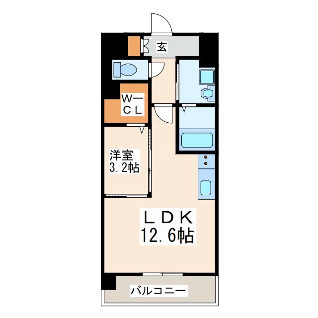 サムティ西熊本(1LDK/12階)の間取り写真