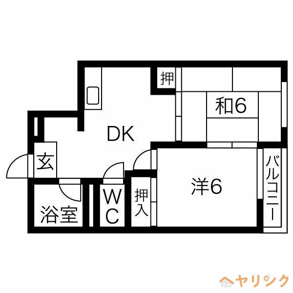 メゾン カナン(2DK/4階)の間取り写真