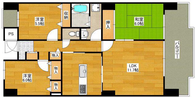 メドウラーク(3LDK/3階)の間取り写真