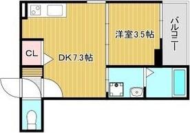 AQUAMARINE西北(1DK/3階)の間取り写真