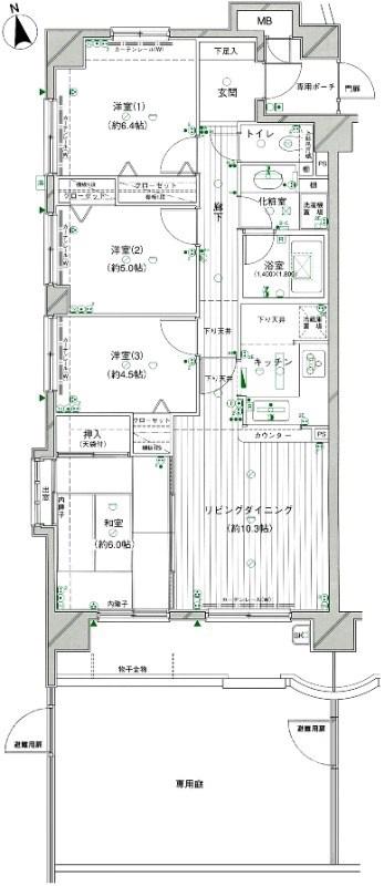 ダイアパレス北松戸(4LDK/6階)の間取り写真