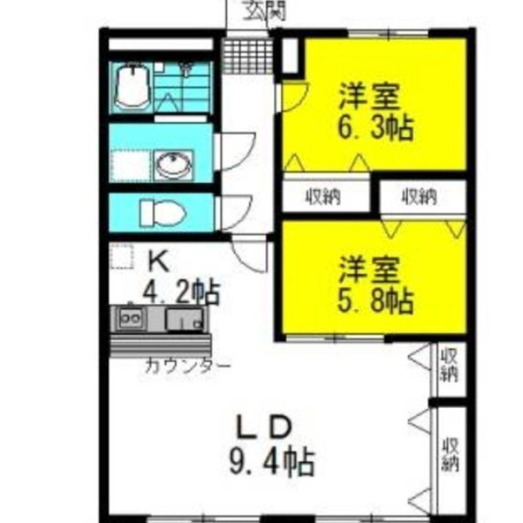 ラヴィ・アンローズブルーノ(2LDK/2階)の間取り写真