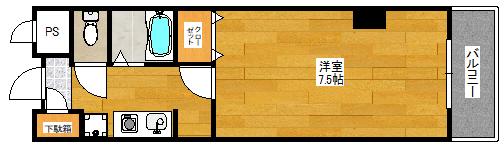 アルカサル江坂(1K/3階)の間取り写真