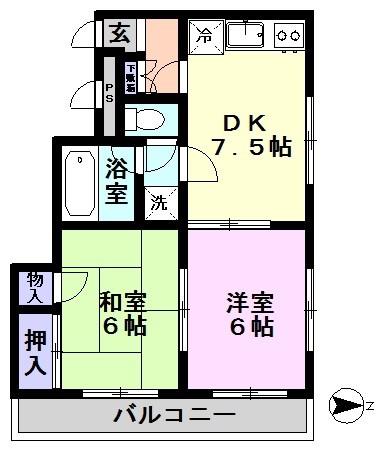 流山STY(2DK/1階)の間取り写真