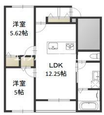 フライハイト B(2LDK/1階)の間取り写真
