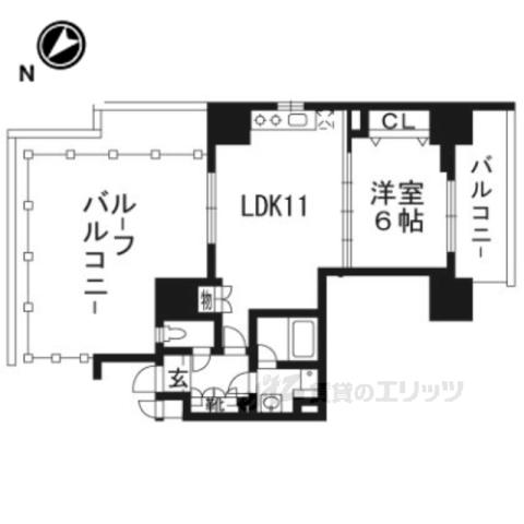 ベラジオ京都洛南2(1LDK/6階)の間取り写真