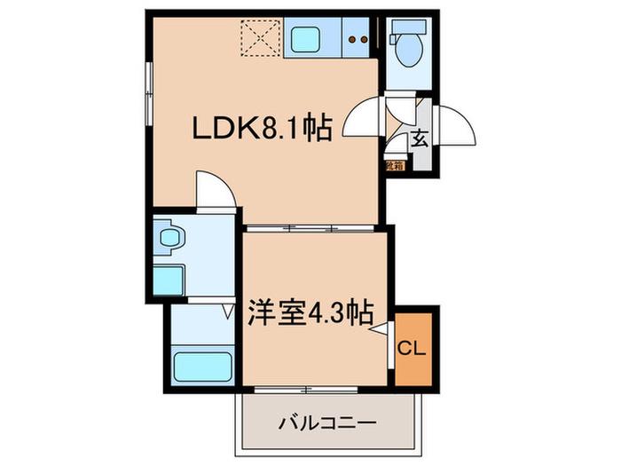 GRISER八尾(1LDK/2階)の間取り写真