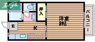 コーポ・レーベンB(1K/1階)の間取り写真