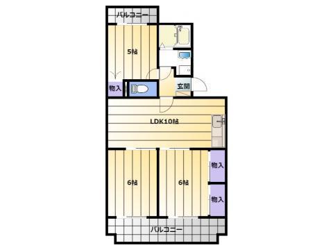 レークハイムB(3DK/3階)の間取り写真