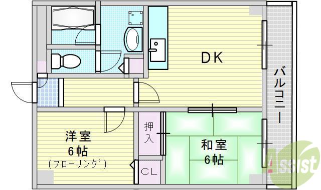 コージーコートYODOI-Ⅰ(2DK/4階)の間取り写真