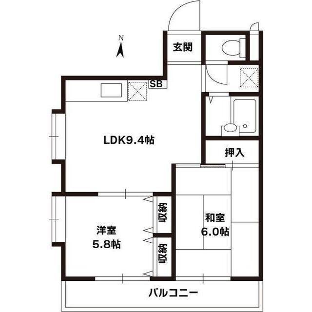 NDハイム5(2DK/3階)の間取り写真
