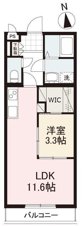 フローラ木太(1LDK/2階)の間取り写真
