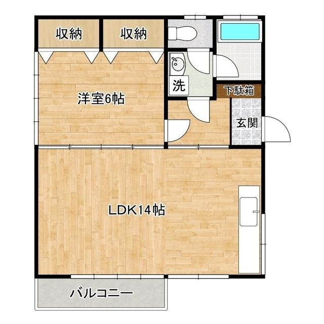 ハイム土橋(2DK/2階)の間取り写真
