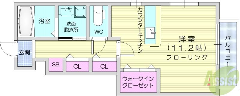 SOLEIL HINA(ワンルーム/1階)の間取り写真