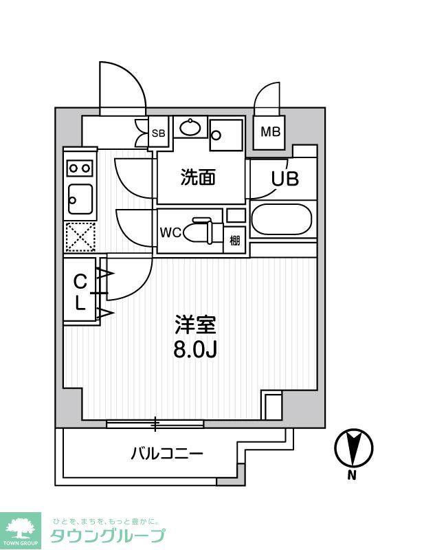 ALTERNA菊川II(1K/2階)の間取り写真