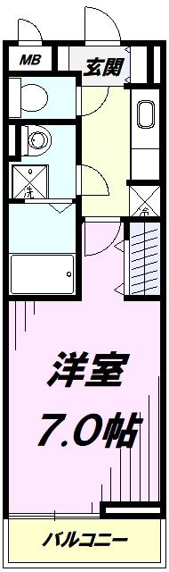アウローラ(1K/1階)の間取り写真