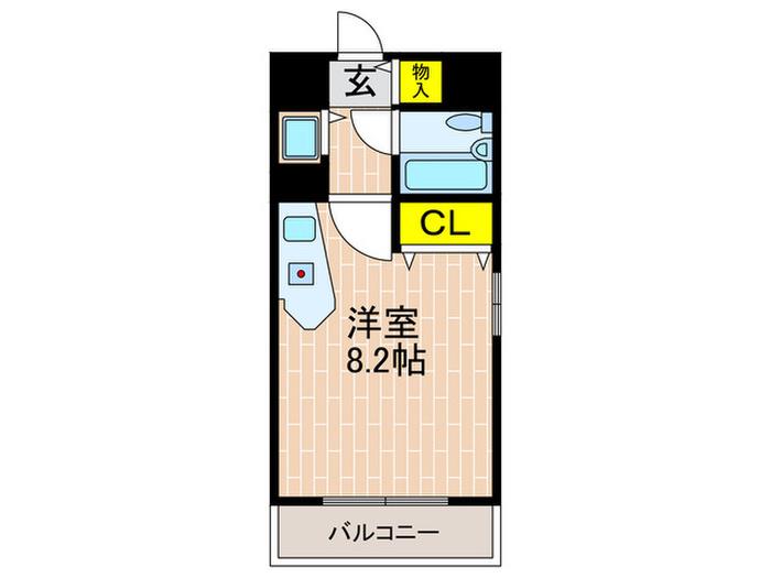 グランデール新神戸(ワンルーム/9階)の間取り写真