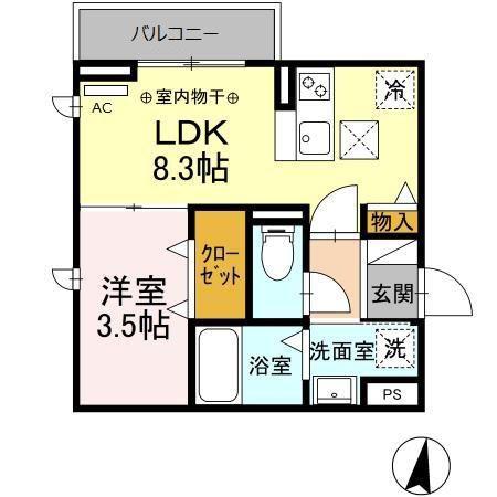 D-HILLS見付(1LDK/1階)の間取り写真