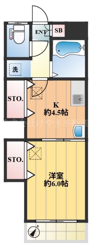 第5タキシマコーポ(1K/1階)の間取り写真