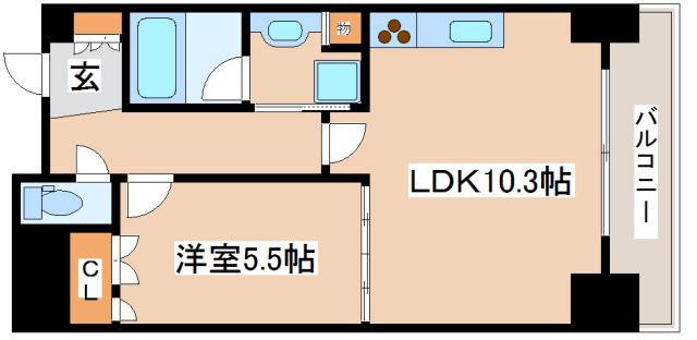 シティタワー神戸三宮(1LDK/3階)の間取り写真