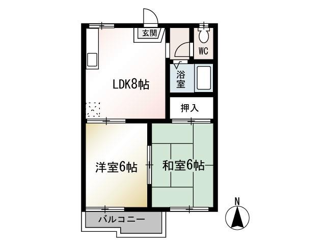 サカエコーポA(2DK/2階)の間取り写真