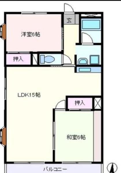 グランドール上沖2(2LDK/2階)の間取り写真