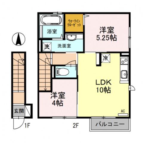 メゾンさくらII(2LDK/2階)の間取り写真
