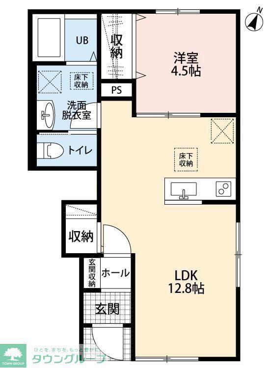 リーブルファイン浦和大東(1LDK/1階)の間取り写真