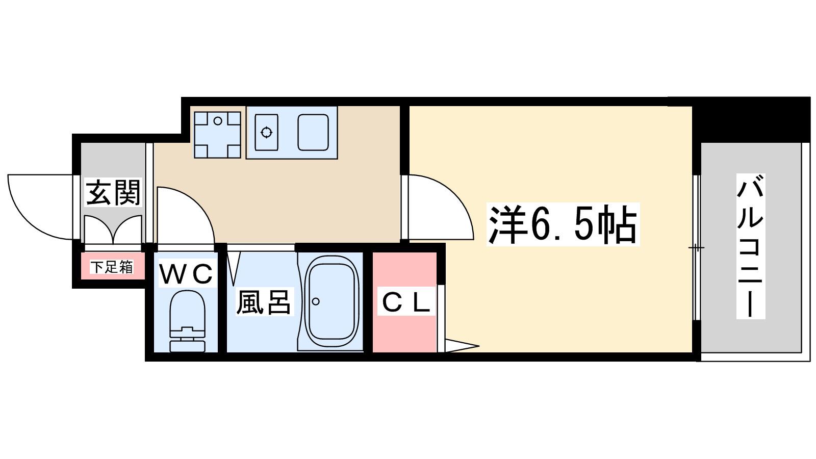 ホープシティー天神橋(1K/4階)の間取り写真