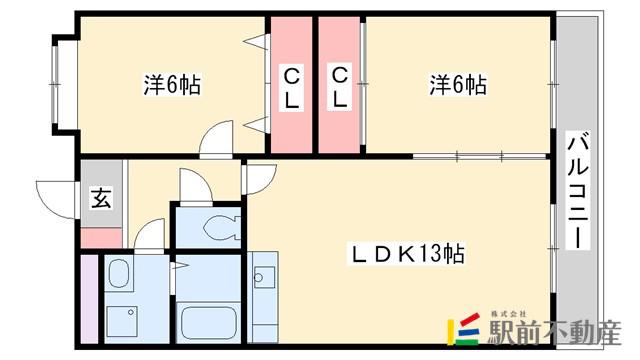 ルシア天神山(2LDK/5階)の間取り写真